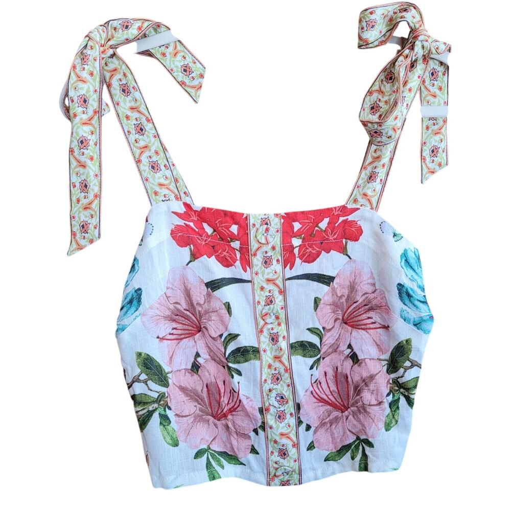 Rose + Olive Resortwear Floral Print Crop Top Lightweight Blouse Size Small NWT